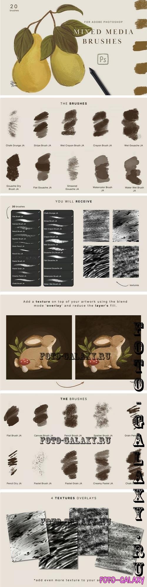 20 Photoshop Mix Media Brushes - 91962041