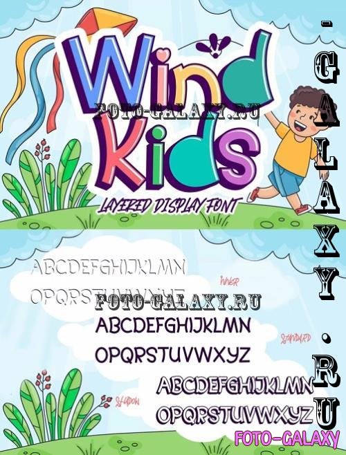 Wind Kids  Layered Display Font - 4224190 - 982F8M8