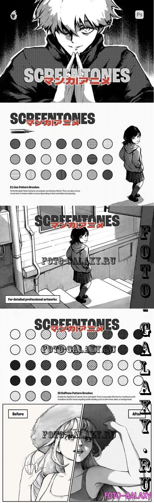 Manga Screentone Photoshop Brushes - 92112349