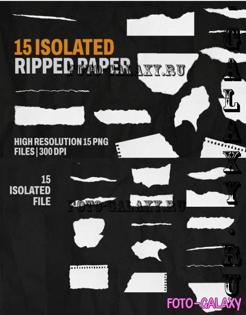 15 Isolated Ripped Paper - B96WMVZ