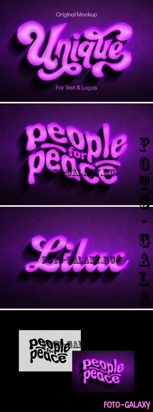 Lilac 3D Neon Wall Mockup - 287792111