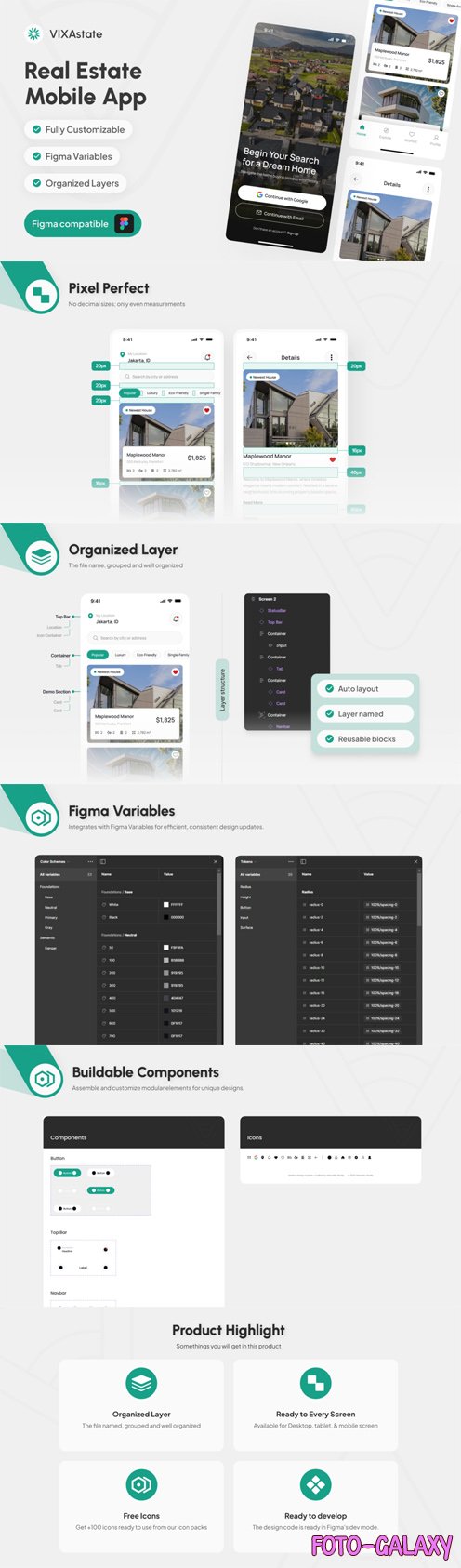 Real Estate Mobile App UI KIT Template for Figma