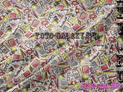 Artist Supplies Cartoon Seamless Pattern - LCG5WMV