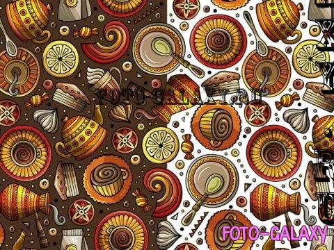 Coffee House Cartoon Seamless Pattern - HQKHCGP