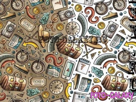 Travel Planning Cartoon Seamless Pattern J2KCZ3L