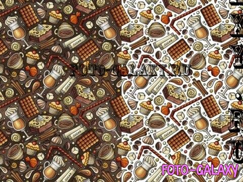 Coffee House Cartoon Seamless Pattern - V8LF5DA