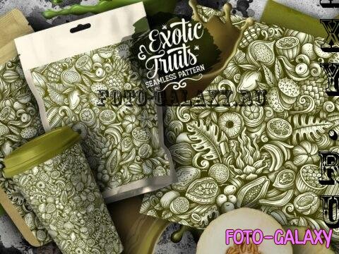 Exotic Fruits Doodle Graphics Seamless Pattern - BLTC94P