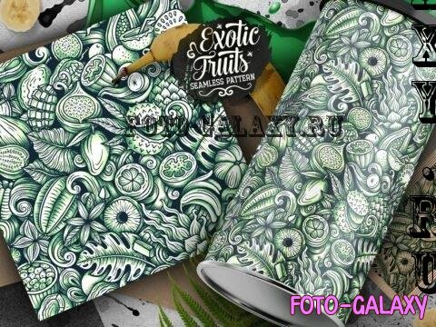 Exotic Fruits Doodle Graphics Seamless Pattern - K7TTPD2