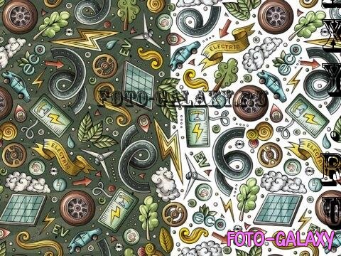 Electric Vehicles Cartoon Seamless Pattern - E43U2MQ