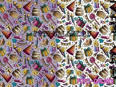 Happy Birthday Cartoon Seamless Pattern - J2RW7MF