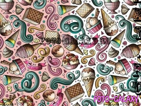 Ice Cream Cartoon Seamless Pattern - BWJGNLW