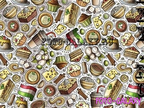 Italian Food Cartoon Seamless Pattern - SNHQK2S