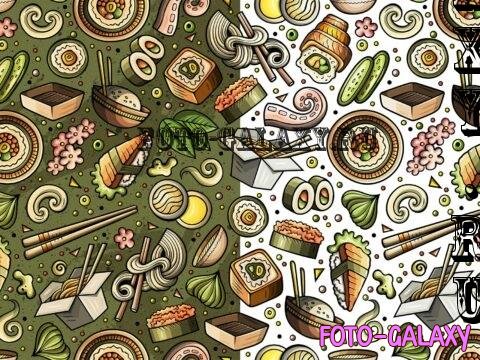 Japan Food Cartoon Seamless Pattern - 69XWMGX