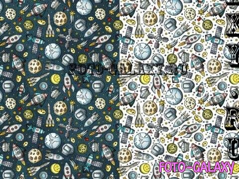 Outer Space Cartoon Seamless Pattern - G896G45