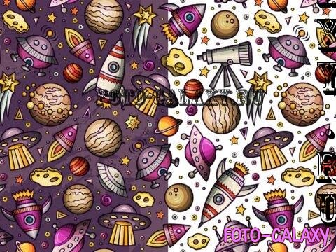 Outer Space Cartoon Seamless Pattern - SC4V47G