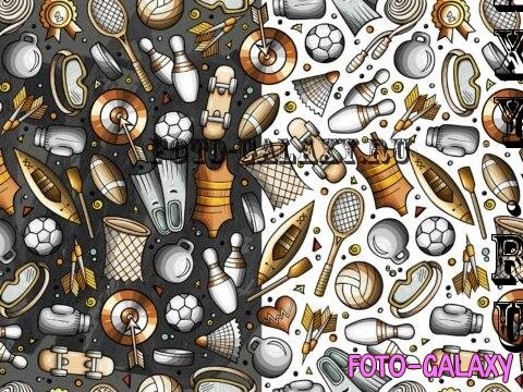 Sports Cartoon Seamless Pattern - B976F9S