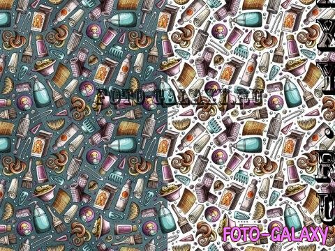 Hair Salon Cartoon Seamless Pattern - 22WFZVK