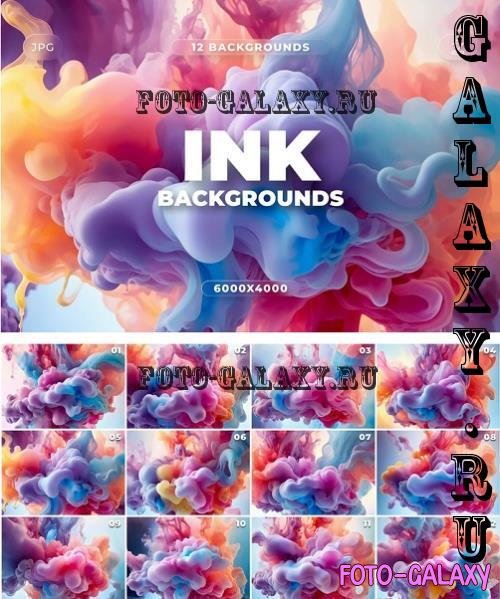 12 Ink Drop Backgrounds - J2MQMB3