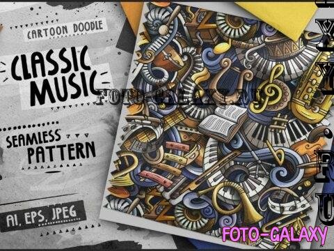 Classic Music Doodle Cartoon Seamless Pattern - XV8FATH