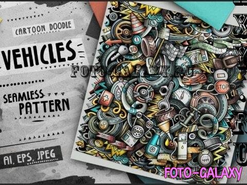 Auto Service Doodle Cartoon Seamless Pattern - DP9VXQC