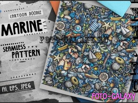 Marine Doodle Cartoon Seamless Pattern - UDPHFV4