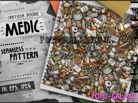 Medicine Cartoon Seamless Pattern - W7K4W4T