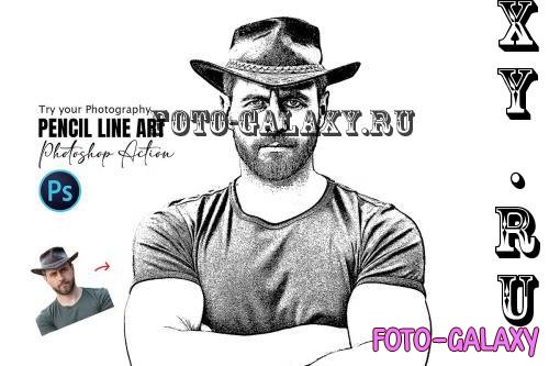 Pencil Line Art Photoshop Action - 288854755