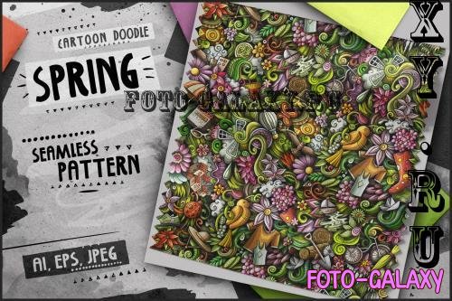 Spring Season Doodle Cartoon Seamless Pattern - SMVSCDF