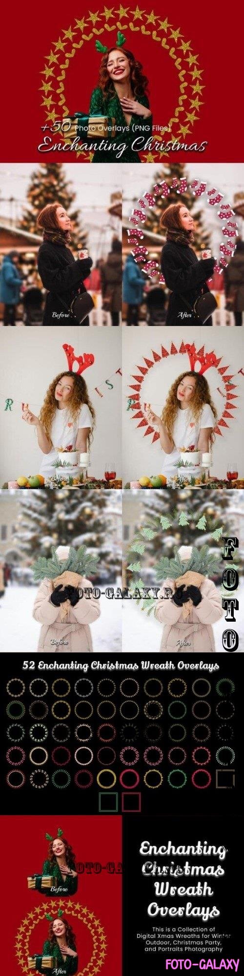 Enchanting Christmas Wreath Overlays - 288601811