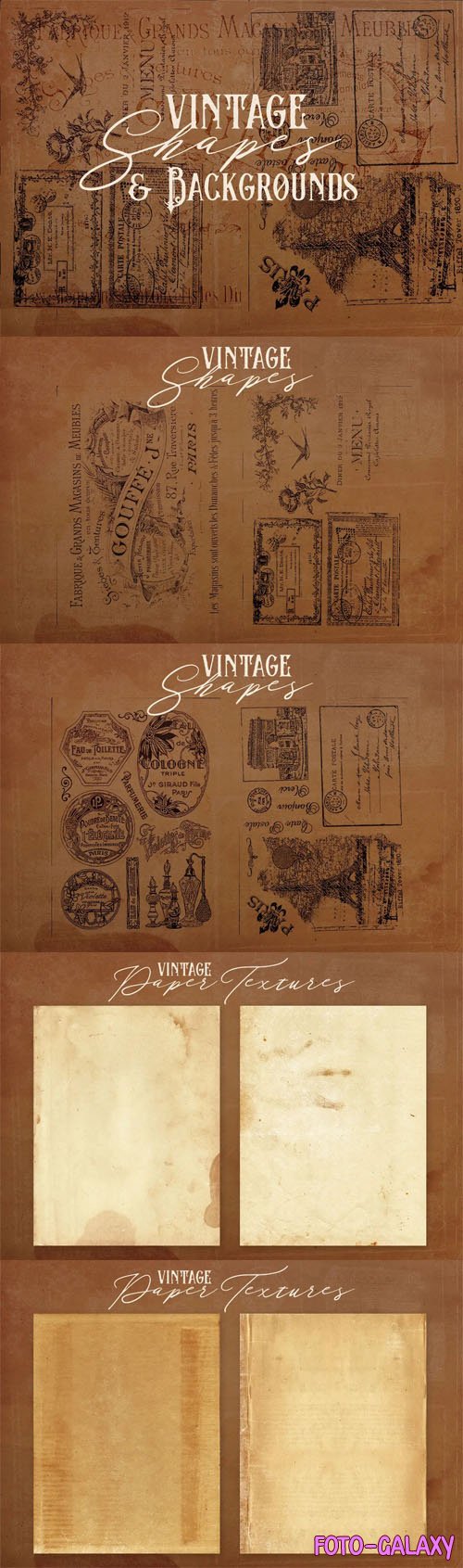 Vintage Badge Shapes & Grunge Paper Textures