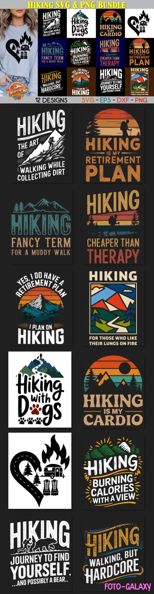 Hiking Bundle - 12 Vector Design Templates