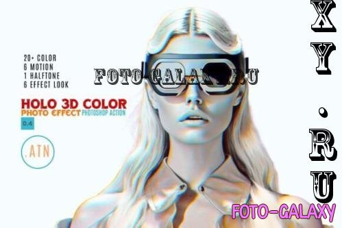 Hologram 3D Color Photoshop Action - 285981129