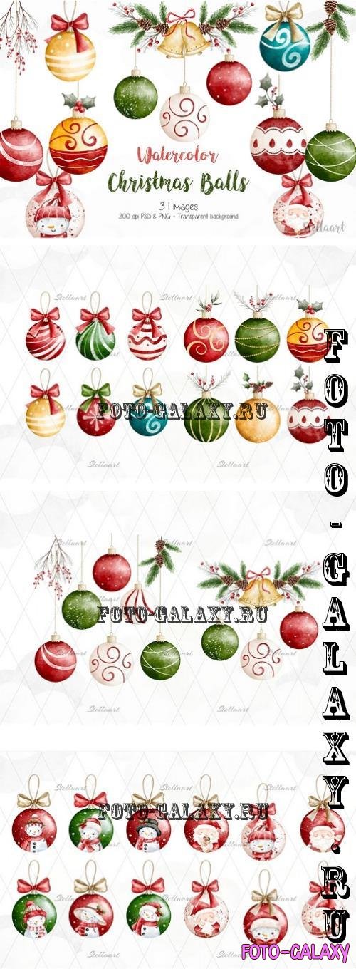 Watercolor Christmas Balls - R79D56X