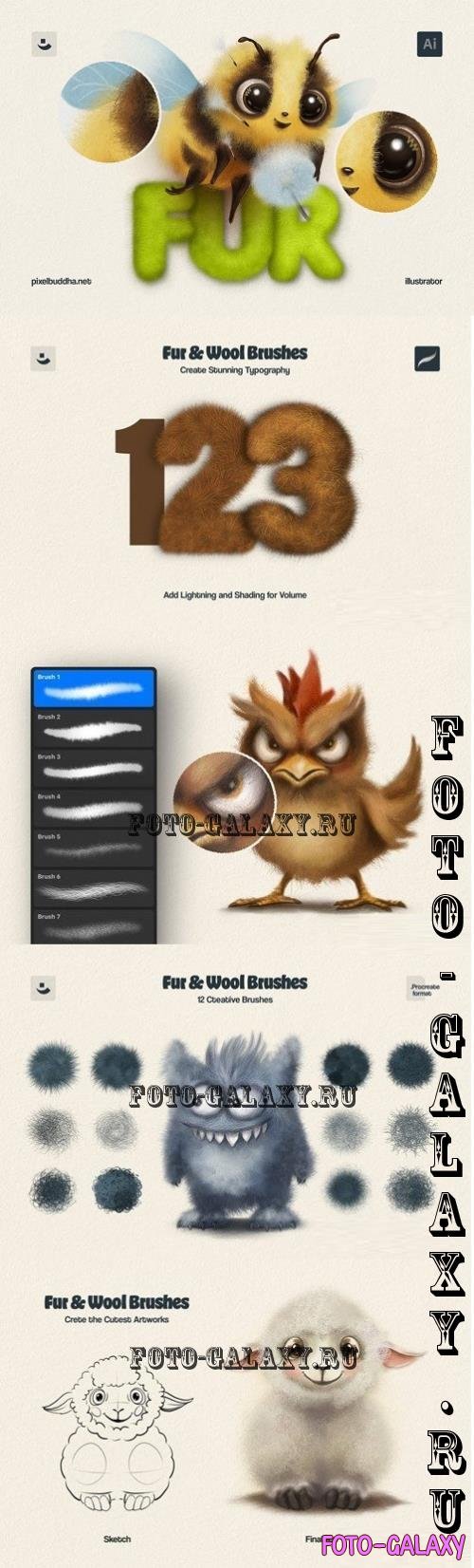 Fur Brushes for Illustrator - 289304190