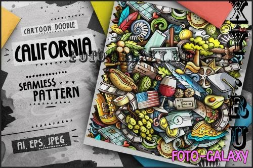 California State Doodle Cartoon Seamless Pattern - ER5UPEA