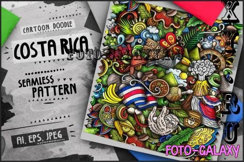 Costa Rica Doodle Cartoon Seamless Pattern - 8GXGZEH