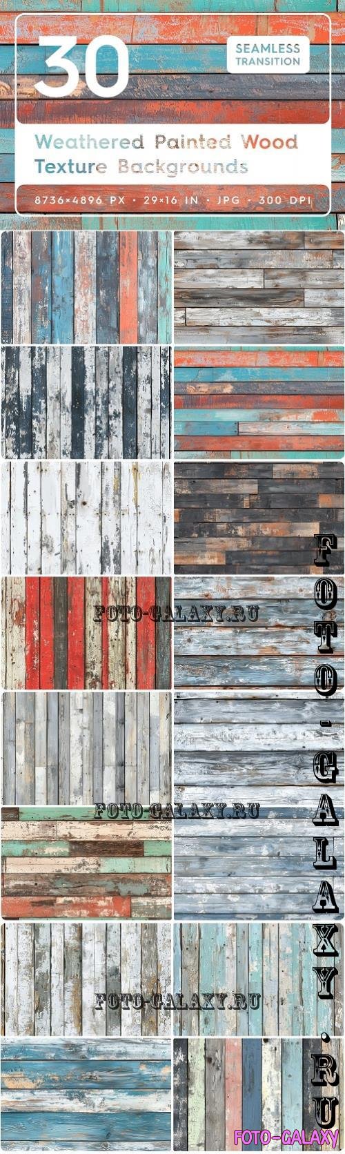 30 Weathered Painted Wood Textures - 287677915