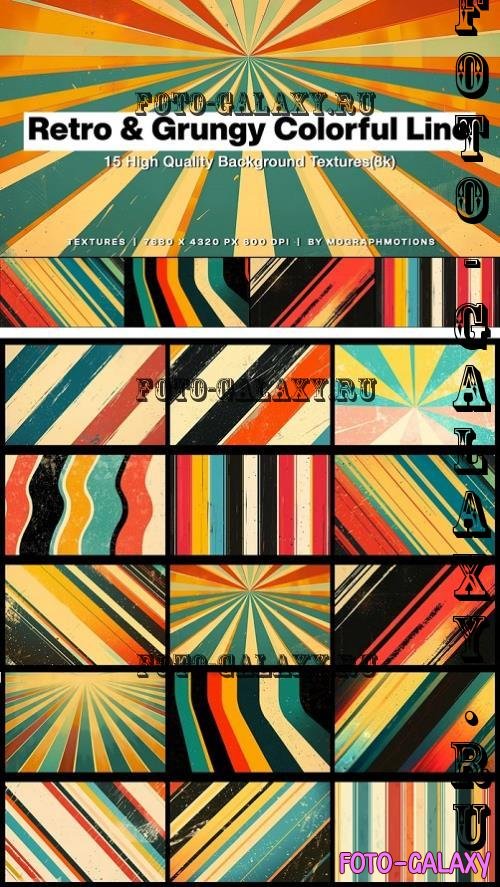 15 Retro & Grungy Colorful Lines Background (8k) - NDHXMBV
