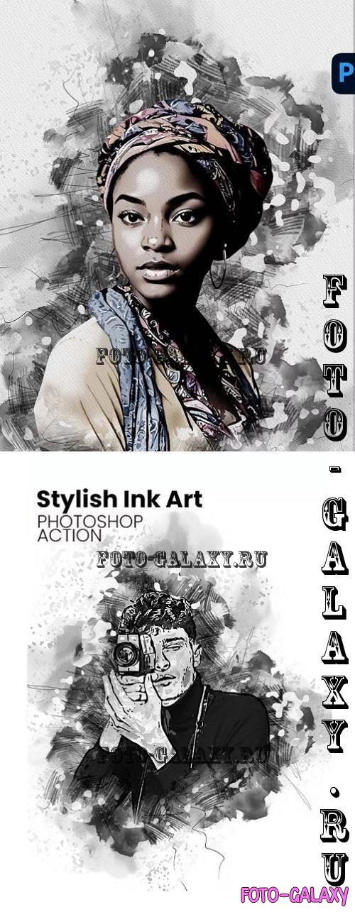 Stylish Ink Art Photoshop Action - 287677774