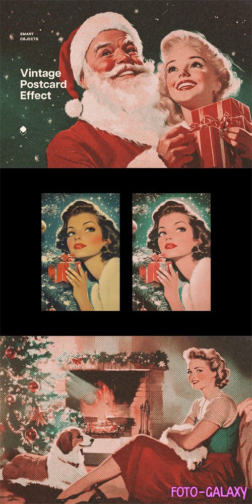 Vintage Christmas Postcard Effects for Photoshop