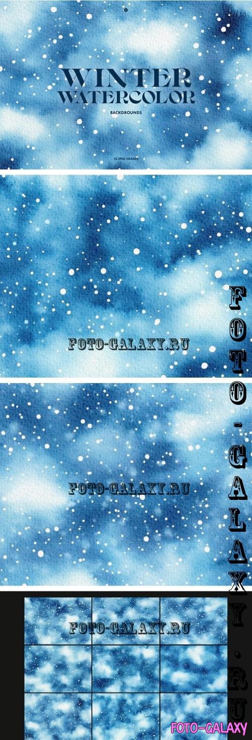 Snowy Winter Watercolor Backgrounds - JEFL5YL