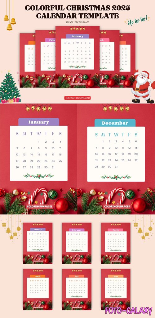 Colorful 2025 Calendar PDF Templates