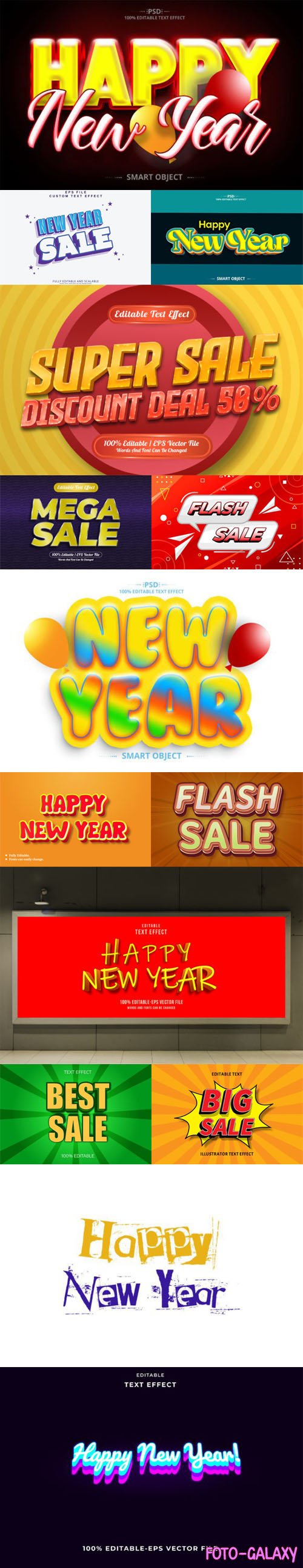 New Year Best Creative Text Effects for Photoshop & Illustrator