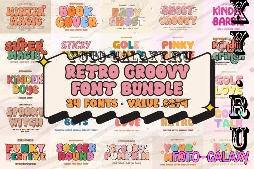 Retro Groovy Font Bundle - 24 Premium Fonts