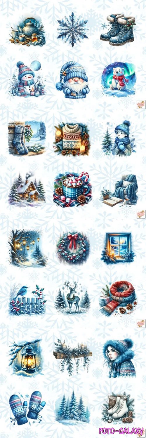 Cozy Winter - 70+ Watercolor Clipart Christmas PNGs