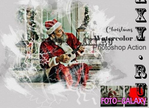 Christmas Watercolor Art Ps Action