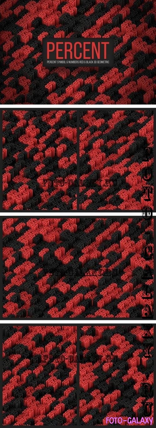 Percent Symbol & Number Red & Black 3D geometric - HBLP8V8