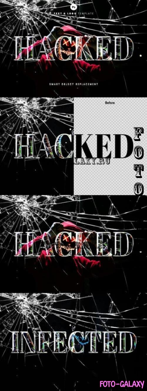 Hacked Screen Crack Broken Glass Text Effect - YYSR9EQ