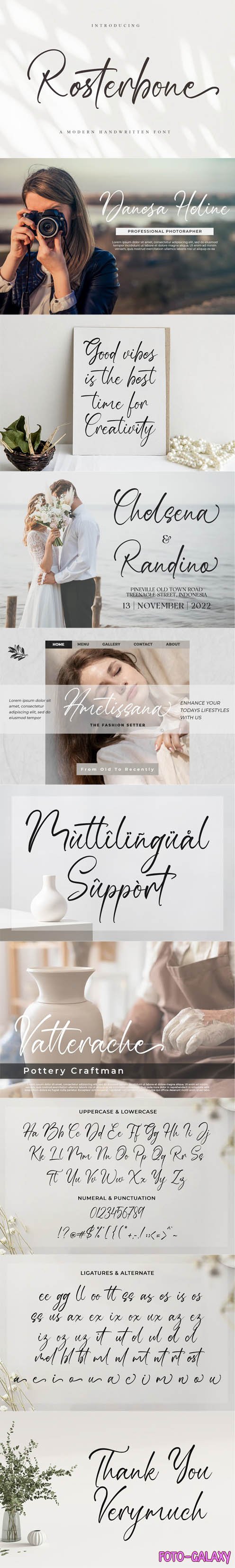 Rosterbone - Modern Handwritten Signature Font