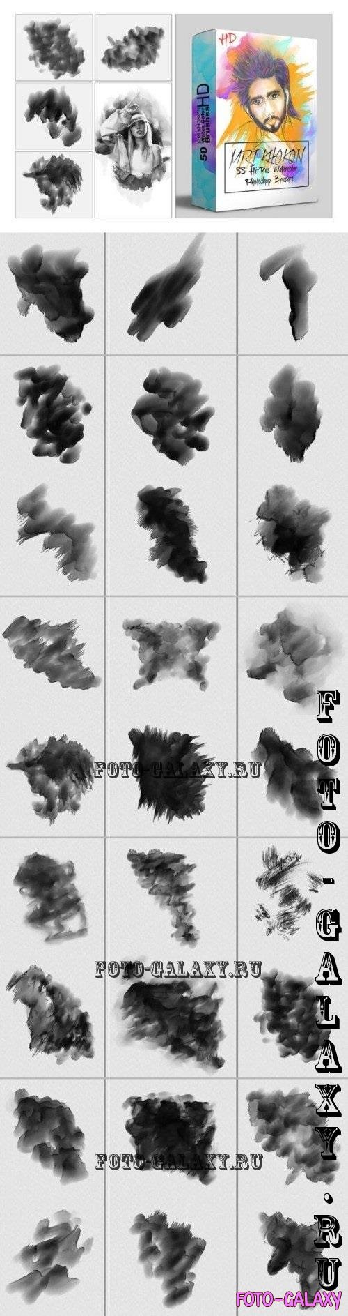 50 Hi-Res Watercolor Photoshop Brush - 290808407